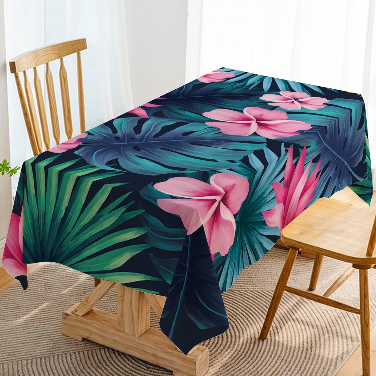 Tropical Tablecloth Palm Leaf Summer Luau Hawaiian Themed Indoor Outdoor Party Table